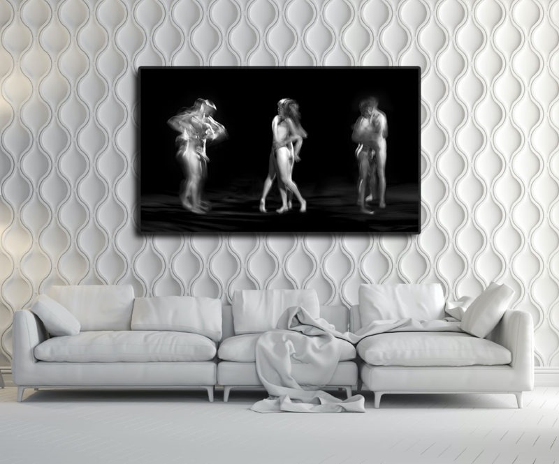black and white photograph of naked couple by photographer alain schwarzstein on sale in the store of the gallery22