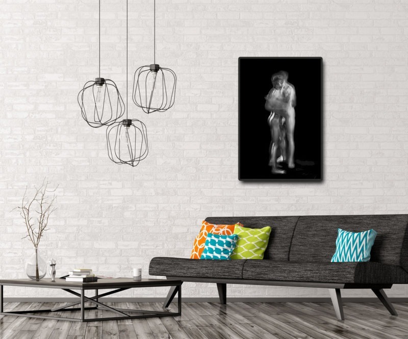 black and white photograph of naked couple by photographer alain schwarzstein on sale in the store of the gallery22