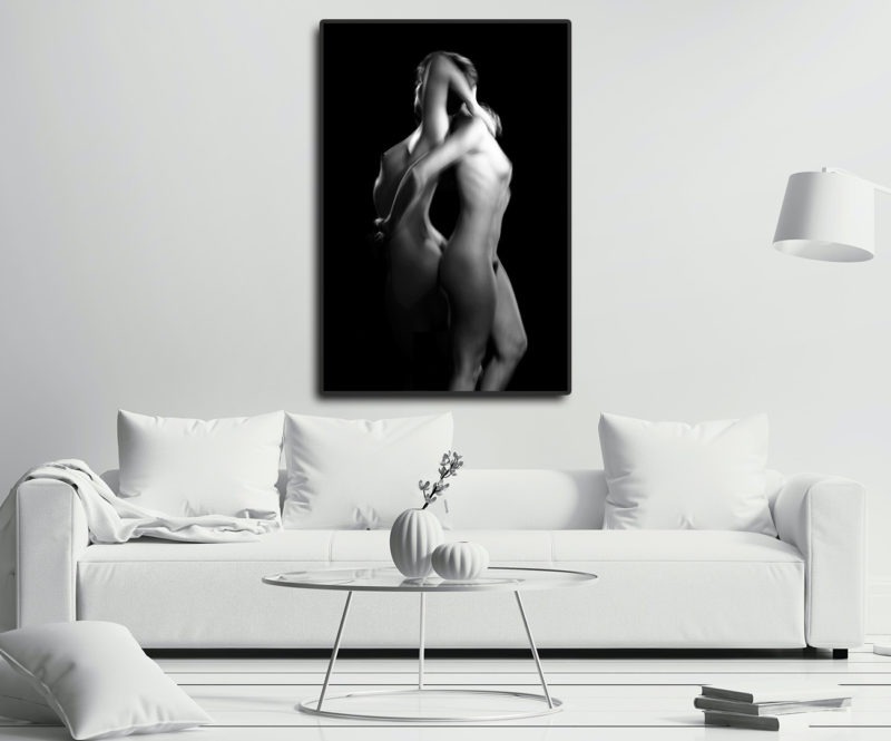 photographie en noir et blanc de couple nu du photographe alain schwarzstein en vente dans le store de la galerie22