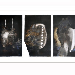 oeuvre abstriate sur papier avec couleurs sombres de Jean-Luc Guin'Amant