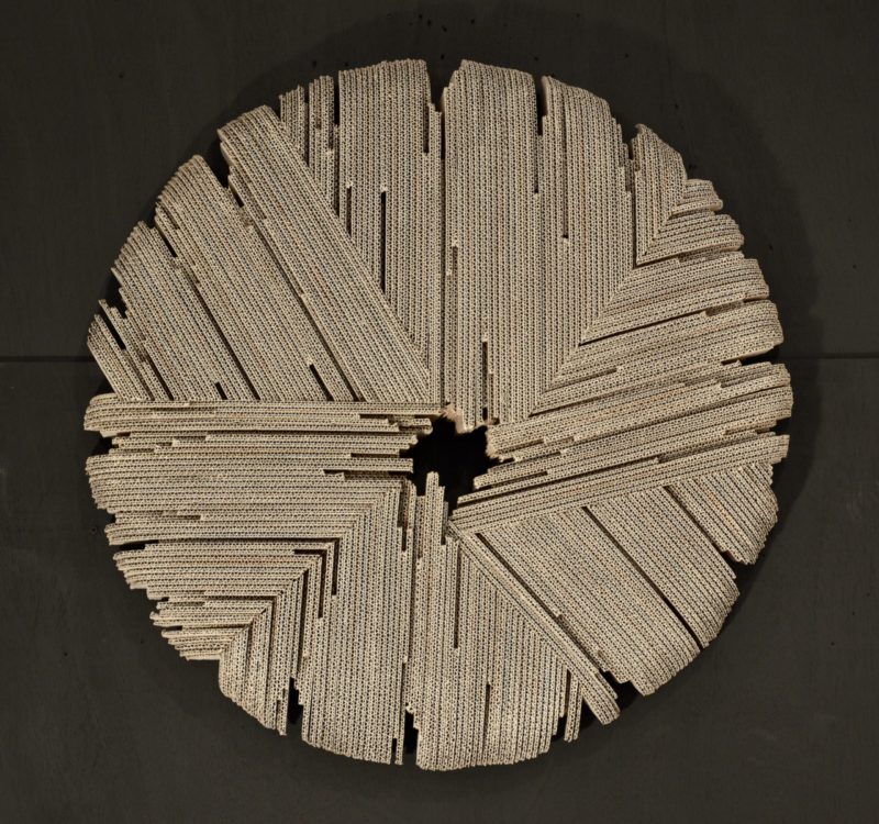 wall sculpture in fluted cardboard by Pierre Ribà on sale in the store of the gallery 22 contemporary