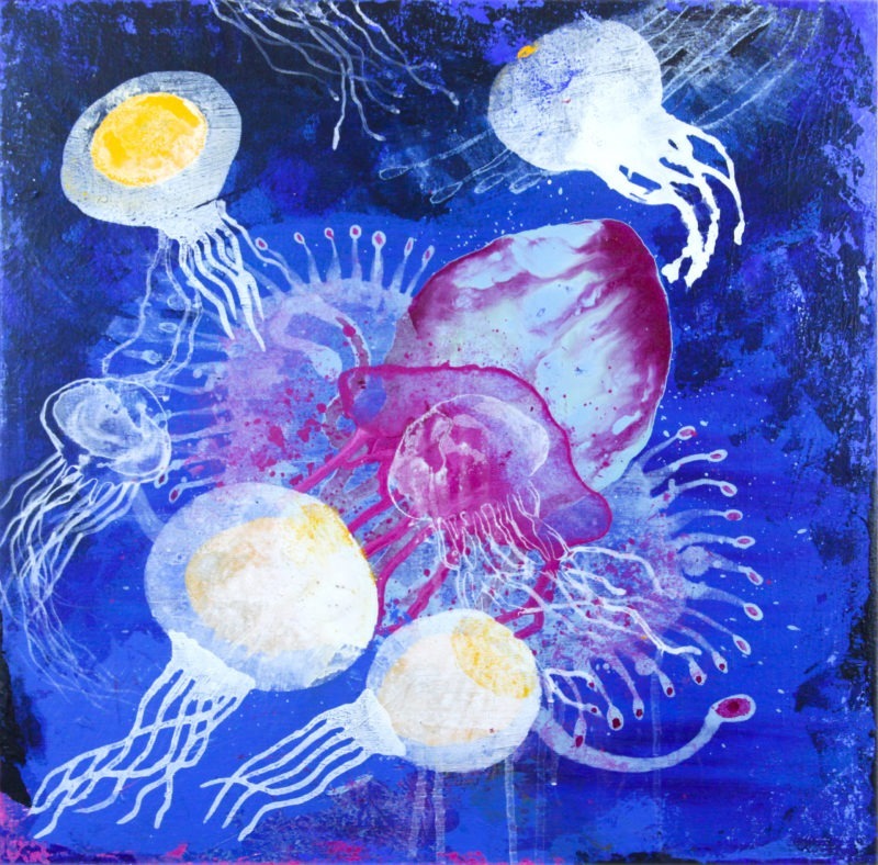technique mixte sur toile , peinture contemporaine colorée d'Enrique Mestre-Jaime en vente dans le store de la Galerie 22 contemporain