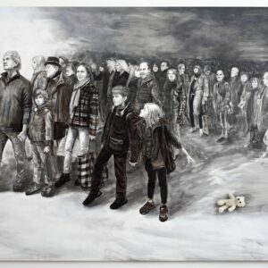 acrylique et pierre noire sur toile grand format art narratif contemporain de Svetà Marlier disponible dans le store de la Galerie22