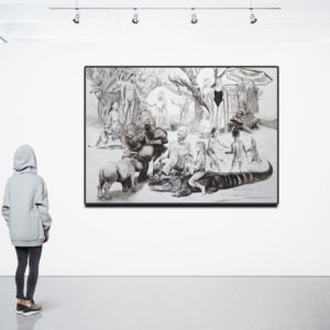 peinture en noir et blanc acrylique grand format de Svetà Marlier