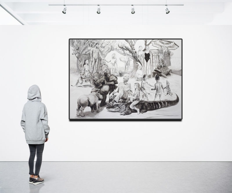 peinture en noir et blanc acrylique grand format de Svetà Marlier
