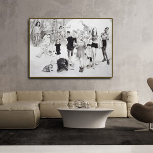peinture en noir et blanc acrylique grand format de Svetà Marlier