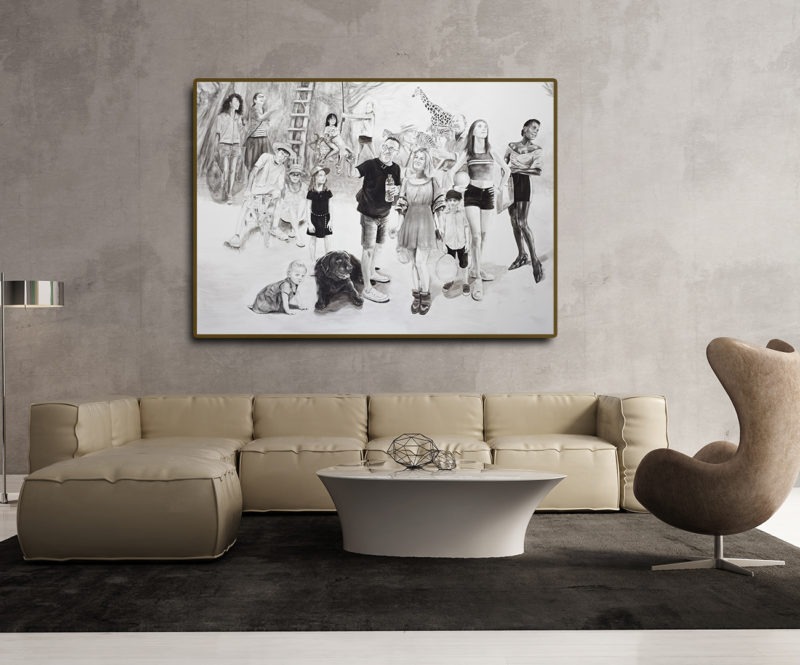 large size black and white acrylic painting by Svetà Marlier