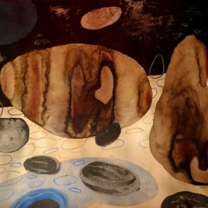 desert lunaire technique mixte sur papier art d'enrique mestre-jaime disponible dans la boutique en ligne de la galerie 22