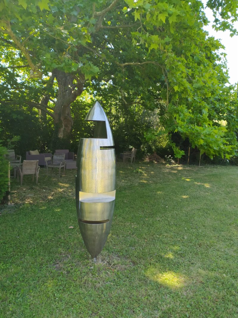 monumental sculpture in stainless steel for the garden of felix valedlievre on sale in the online shop of gallery 22.