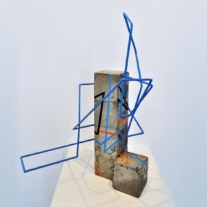 metal and concrete sculpture by sebastien zanello in the official shop of gallery22