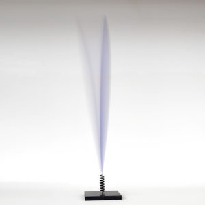 blue feather mobile metal sculpture by francis guerrier on sale in the online shop of gallery 22.