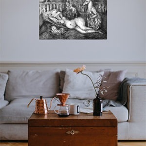 drypoint engraving on black and white paper by Monique Flosi sold by gallery 22 in its online shop