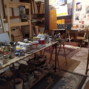 canvas in the studio of the artist Danielle Prijikorski available for sale in the store of the gallery 22 contemporary