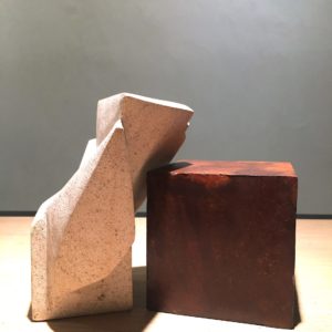 sculpture en acier et pierre de bourgogne de sebastien zanello en vente dans la boutique en ligne de la galerie 22