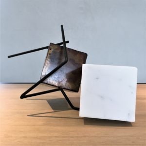 sculpture in metal and Carrara marble by sebastien zanello artist sculptor of the gallery 22, on sale in the online gallery