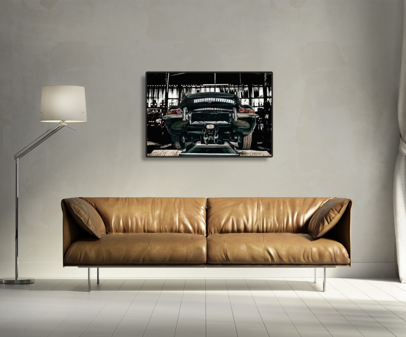 photographie jaguar type e vintage tirage sur aluminium