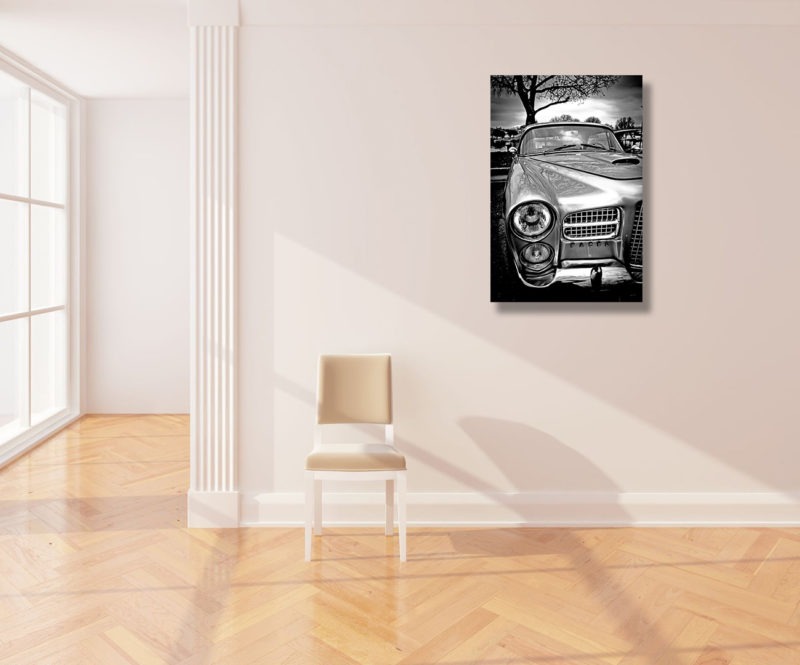 Tirage sur aluminium photographie facel vega vintage noir et blanc de Samantha Roux