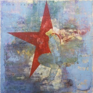 contemporary acrylic painting red star and blue background large size by philippe croq