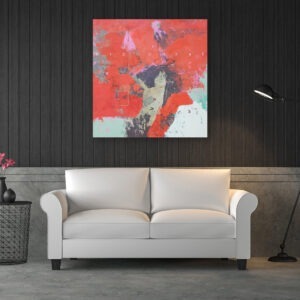 peinture acrylique sur bois rouge et avec des personnages de philippe croq in situ