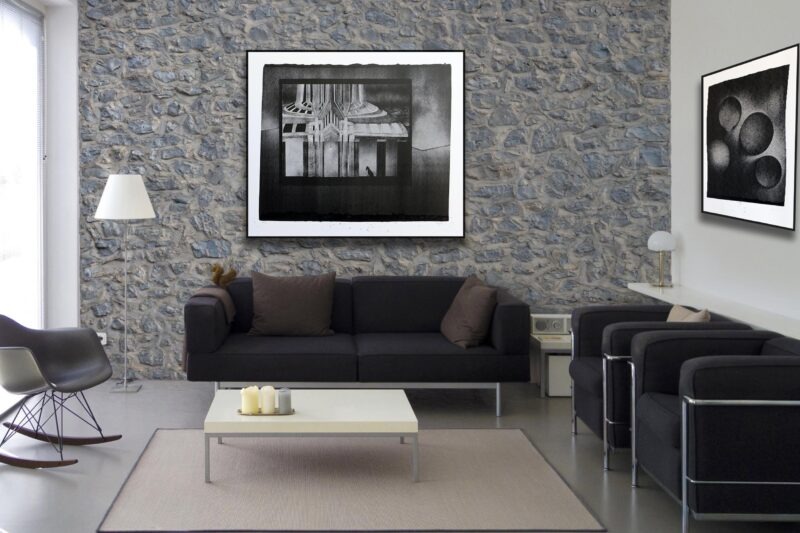 china ink on black and white paper by thomas de vuillefroy in situ
