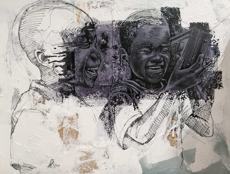 peinture acrylique sur toile figurative de marcelin yao