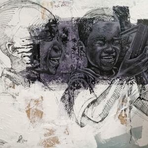 acrylic painting on figurative canvas by marcelin yao