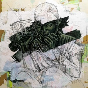 acrylic painting on figurative canvas by marcelin yao