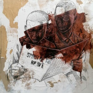 acrylic painting on figurative canvas by marcelin yao