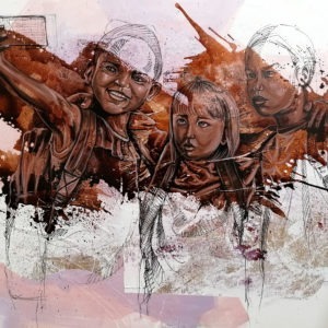 peinture acrylique et encre de marcelin yao