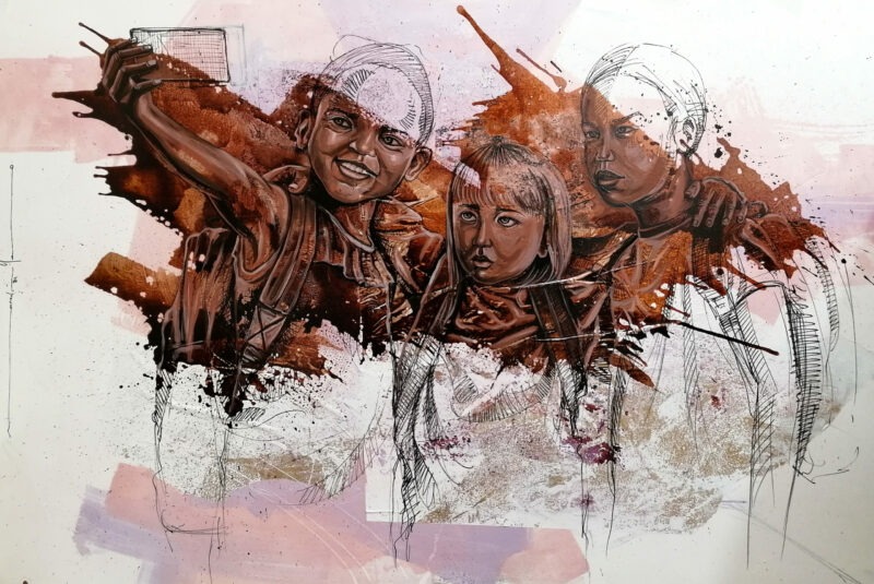 acrylic painting and ink by marcelin yao