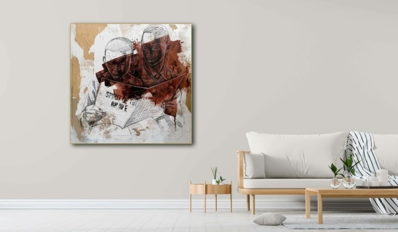 acrylic painting on figurative canvas by marcelin yao