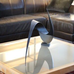 contemporary sculpture in black patinated steel by francis guerrier