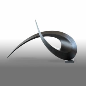 contemporary sculpture in black patinated steel by francis guerrier