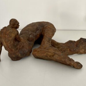 contemporary figurative patinated bronze sculpture by kenny adewuyi