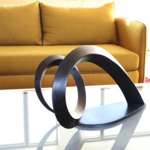 contemporary sculpture in black patinated steel by francis guerrier