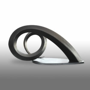 contemporary sculpture in black patinated steel by francis guerrier