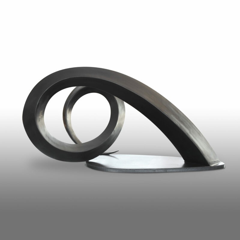 contemporary sculpture in black patinated steel by francis guerrier