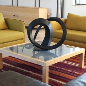 contemporary sculpture in black patinated aluminium by francis guerrier
