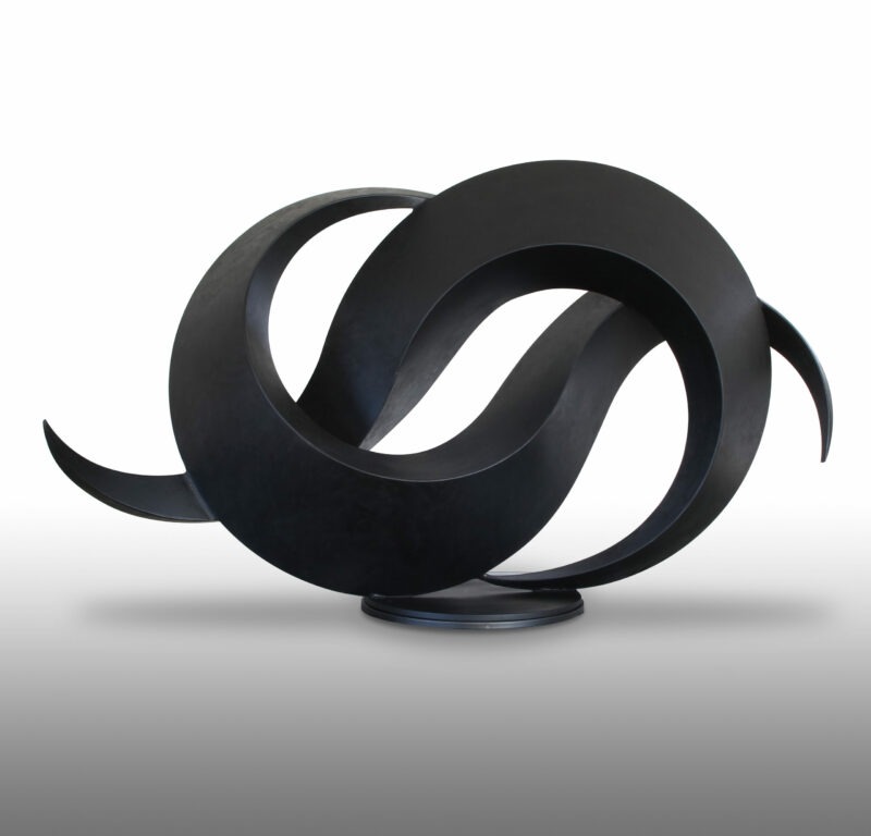 contemporary sculpture in black patinated aluminium by francis guerrier