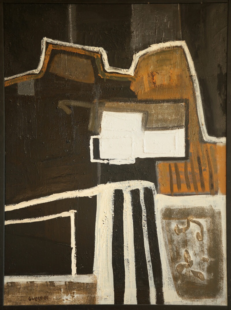 Andalousie huile sur toile noire marron blanche peinture grand format de raymond guerrier