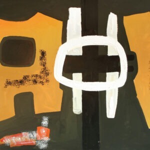 mali I huile sur toile noire orange blanche peinture grand format de raymond guerrier