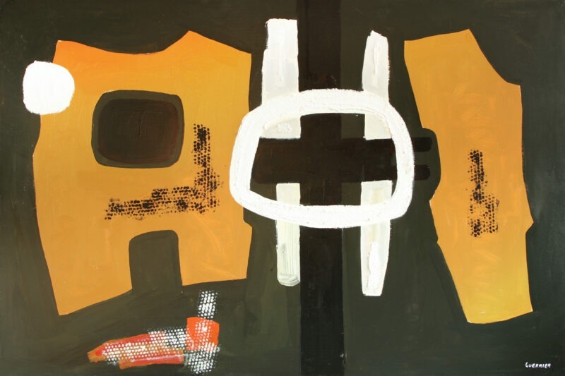 mali I oil on canvas black orange white large size painting by raymond guerrier