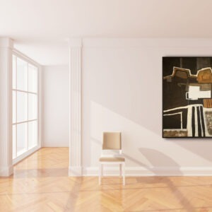 Andalousie huile sur toile noire marron blanche peinture grand format de raymond guerrier in situ