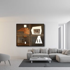 le tournoi huile sur toile noire marron blanche peinture grand format de raymond guerrier