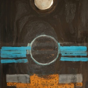 Nocturne 2 oil painting on black canvas brown turquoise large size painting by raymond guerrier