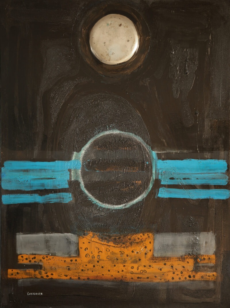 Nocturne 2 huile sur toile noire marron turquoise peinture grand format de raymond guerrier