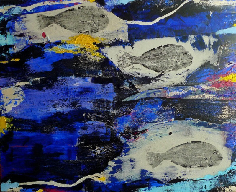 la mer des daurades est une peinture acrylique couleur vive  sur toile d enrique mestre jaime