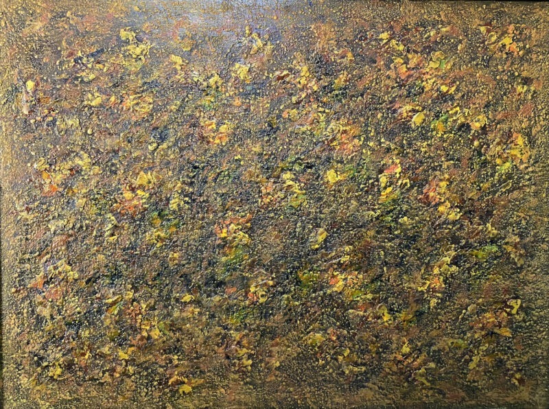 peinture à l huile sur toile abstraite  dans les tons de  terre de jean marie zazzi