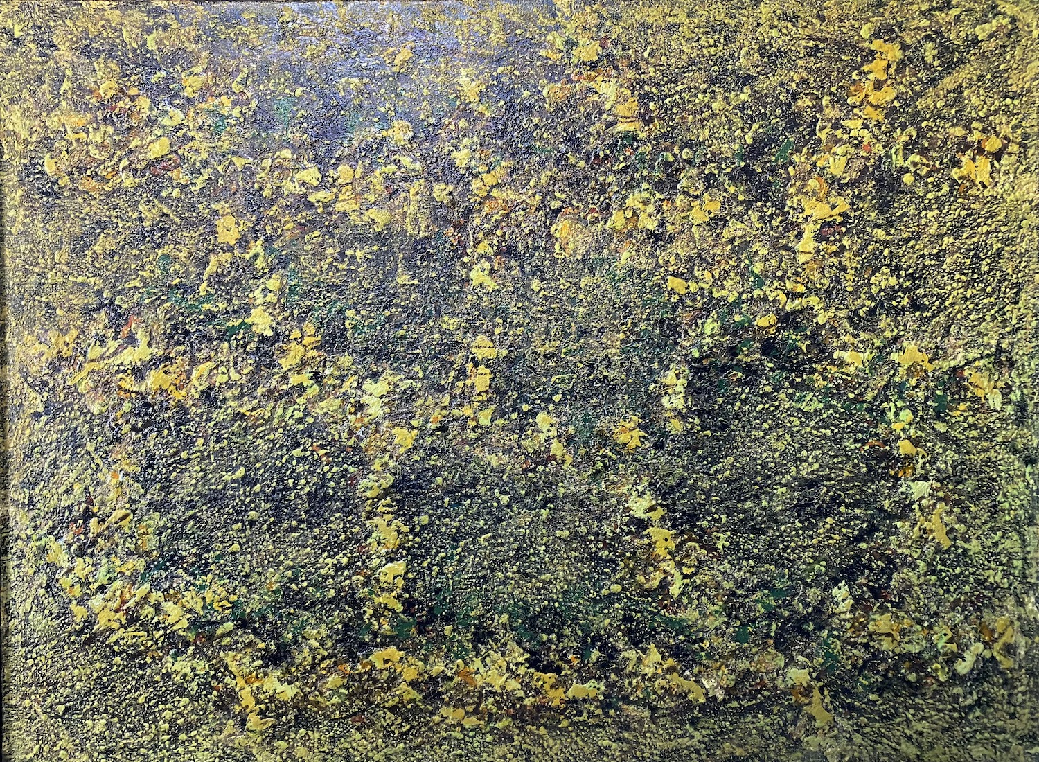 peinture à l huile sur toile abstraite dans les tons de terre  et végétal de jean marie zazzi