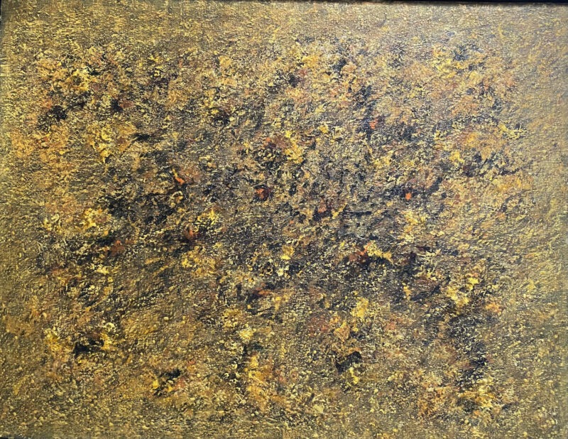 peinture à l huile sur toile abstraite dans les tons de terre et végétal de jean marie zazzi